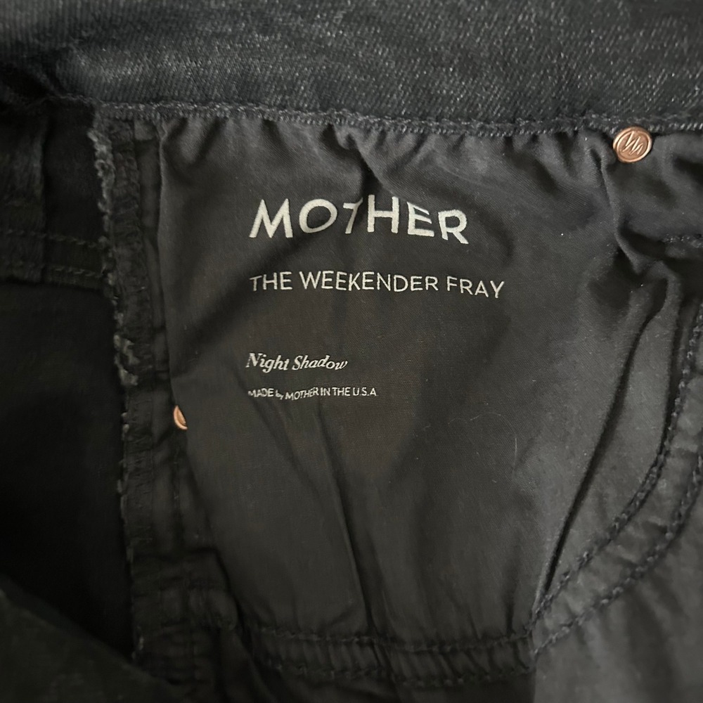Mother The Weekender Fray Cotton Blend Black Night Shadow Flare Jeans Size 28 - Picture 7 of 9